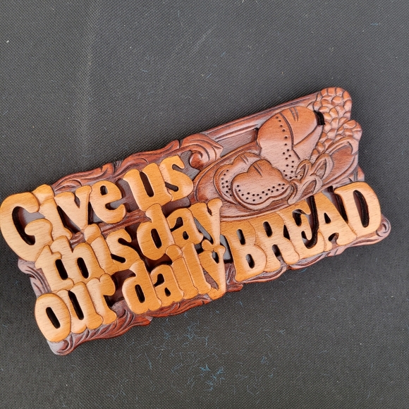 Wooden Daily Bread Mahogany Wall Art ~ Religious ~ Handmade ~ Thanksgiving Art - Picture 15 of 16